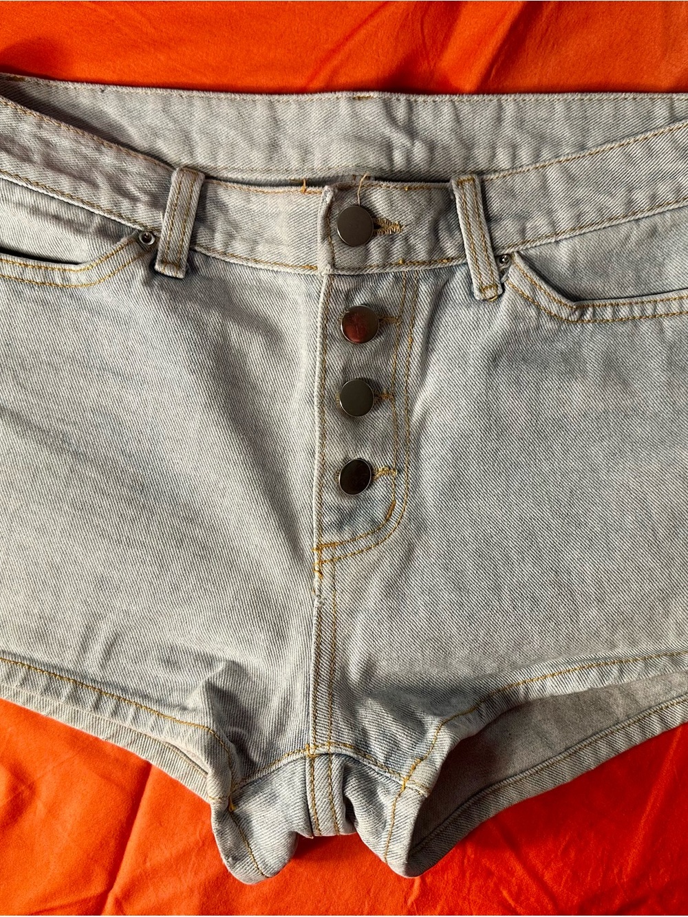 Light Wash Denim Button-Front Women’s Shorts